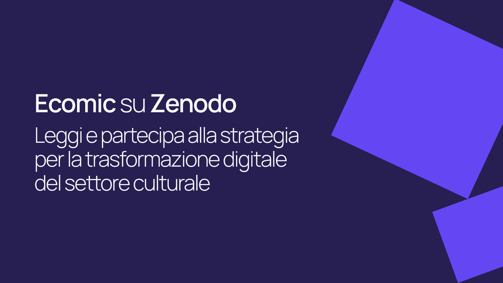 Il documento strategico di Ecomic è su Zenodo 